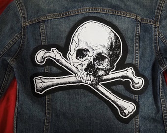 Skull and Crossbones Back Patch - pirate flag, sea punk backpatch, skull patch, horror patch, poison patch, skeleton for jacket, goth