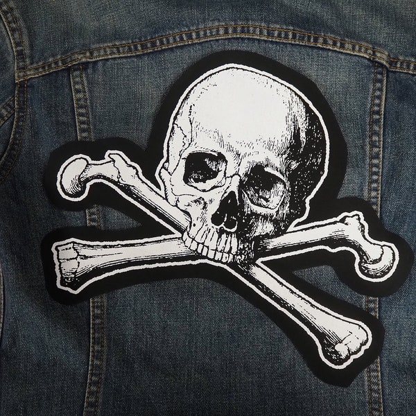 Totenkopf Rückenaufnäher - Piratenflagge, Seepunk Rückenaufnäher, Totenkopf Aufnäher, Horror Aufnäher, Gift Aufnäher, Skelett für Jacke, Gothic