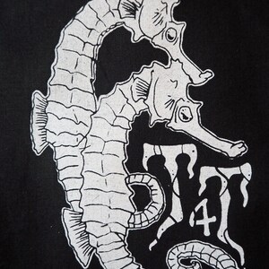 Seahorses T4T patch: Screen printed cotton sew on patch for jacket, jeans | Queer Punk Trans Joy, LGBTQ Tboy Masc patches by ToothXNail