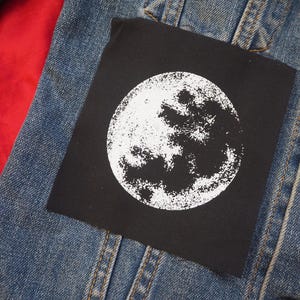 Full Moon patch: Screen printed lunar patch | Cotton sew on patch for jacket, jeans | Goth Witch Occult Horror patches by ToothXNail