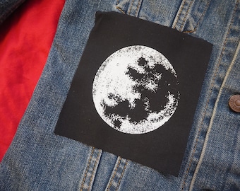 Full Moon patch: Screen printed lunar patch | Cotton sew on patch for jacket, jeans | Goth Witch Occult Horror patches by ToothXNail