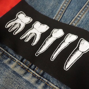 Occult Teeth Patch punk patch, goth patch, molars, witch, sew on patch, horror patch, Gothic, skull, wisdom tooth, patches for jackets image 1