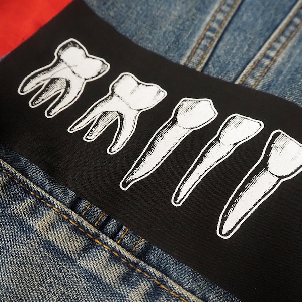 Occult Teeth Patch - punk patch, goth patch, molars, witch, sew on patch, horror patch, Gothic, skull, wisdom tooth, patches for jackets