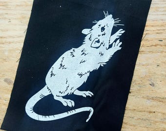 Rat patch: Screen printed cotton sew on patch for jacket, jeans | Goth Punk Occult Witch patches by ToothXNail