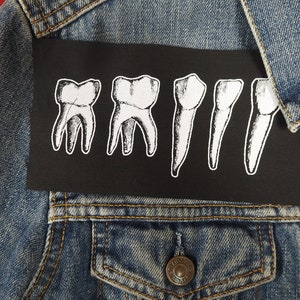 Occult Teeth Patch punk patch, goth patch, molars, witch, sew on patch, horror patch, Gothic, skull, wisdom tooth, patches for jackets image 5