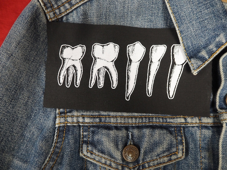 Occult Teeth Patch punk patch, goth patch, molars, witch, sew on patch, horror patch, Gothic, skull, wisdom tooth, patches for jackets image 5