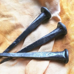 Iron nails large - Hand forged traditional iron nails, coffin nails, rose head nails, spellwork, charms, protection, witchcraft, altar wicca