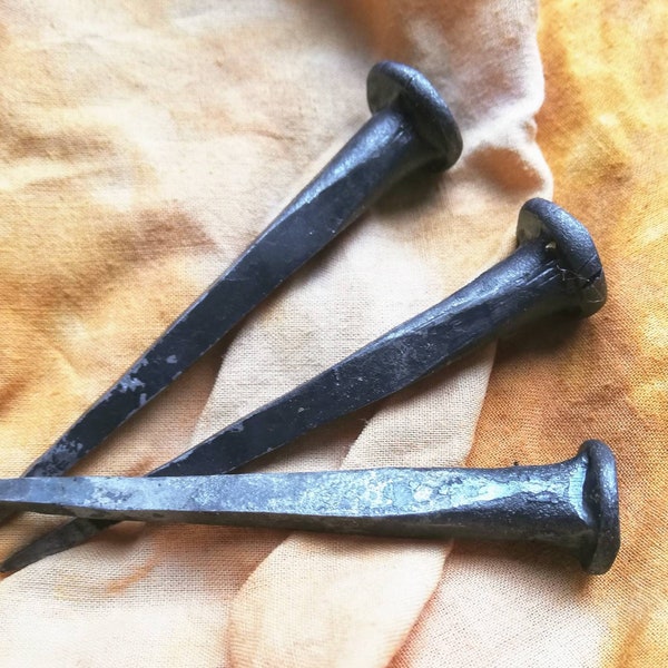 Iron Nails Large - Hand forged traditional iron nails, coffin nails, rose head nails, spellwork, charms, protection, witchcraft, altar wicca