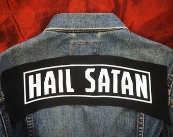 Hail Satan Top Rocker Aufnäher - Satanismus, Teufel Banner Aufnäher, Satanischer Aufnäher, Horror Aufnäher, Punk Aufnäher, Goth Backpatch, Aufnäher für Jacken