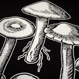 Mushrooms tote bag: Screen printed recycled cotton canvas printed with eco-friendly vegan inks | Goth Punk patches by ToothXNail image 3