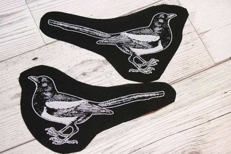 Magpie Patches Bird Patch Crow Raven Sew on Punk Patch Etsy UK