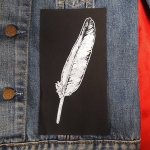 Feather patch: Screen printed patch | Cotton sew on patch for jacket, jeans | Goth Punk Occult Bird patches by ToothXNail