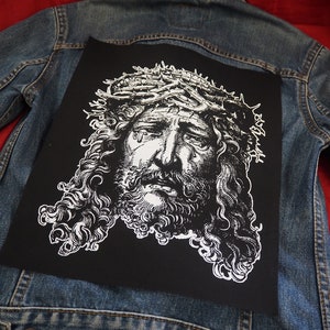 Jesus Back Patch - passion christ, metal backpatch, punk patches, medieval, goth patch for jacket, religious crucifixion, horror, christian