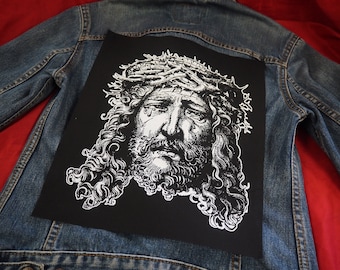 Jesus Back Patch - passion christ, metal backpatch, punk patches, medieval, goth patch for jacket, religious crucifixion, horror, christian