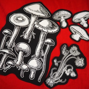 Mushrooms Patch Set - 4 small patches and 1 back patch - fungi, goblin core patch, toadstool, nature, forest, cottage core, bargain, bundle