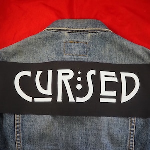 SALE Cursed Top Rocker Patch - feminist, witch, witchcraft backpatch, wiccan large patch, occult, jacket patch, goth horror, punk patches