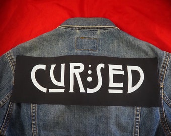 SALE Cursed Top Rocker Patch - feminist, witch, witchcraft backpatch, wiccan large patch, occult, jacket patch, goth horror, punk patches