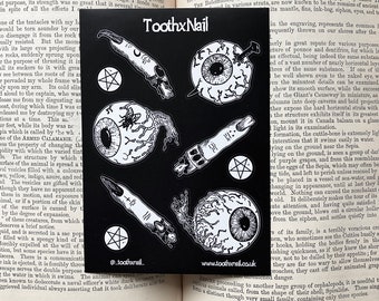 Witchy sticker sheets: A6 vinyl matte stickers | Goth Punk Occult Horror Halloween patches by ToothXNail