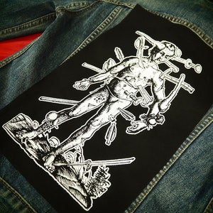 Pain Back Patch black metal, goth backpatch, heavy metal, death metal, black magic patch, medieval art wound man, punk patches for jackets image 9