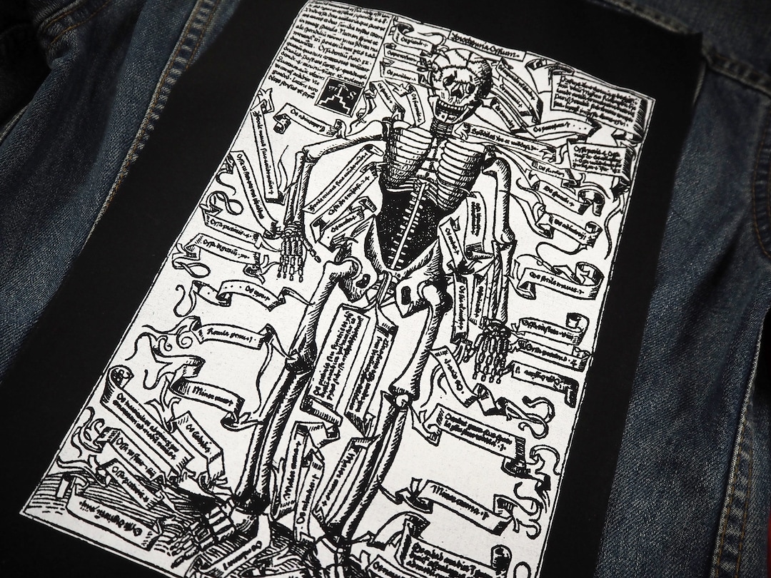 Skeleton Back Patch Black Metal Back Patch, Goth Backpatch, Death