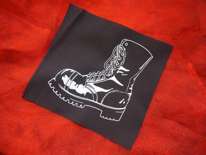 Boot Patch: Screen Printed Cotton Sew on Patch for Jacket, Jeans | Goth ...