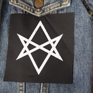 VENTE Patch hexagramme unicursal : écusson à coudre en coton sérigraphié pour veste, jean | « Écussons d'horreur occulte gothique punk » par ToothXNail