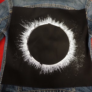 Solar Eclipse Back Patch - large patch, sun backpatch, punk patches, space astronomy patch, moon back patches, goth patches for jackets