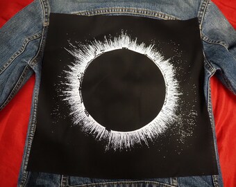 Solar Eclipse Back Patch - large patch, sun backpatch, punk patches, space astronomy patch, moon back patches, goth patches for jackets