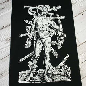 Pain Back Patch black metal, goth backpatch, heavy metal, death metal, black magic patch, medieval art wound man, punk patches for jackets image 10