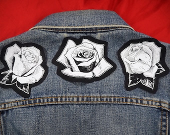 Toppe con rose: set di toppe in cotone serigrafate da cucire per giacche e jeans / toppe Goth Punk Occult Horror di ToothXNail