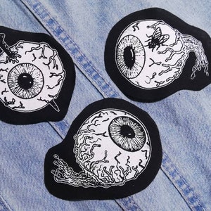 Evil Eye Patch, 10 Sequin Iron On Dripping Eyeball Jacket Patch