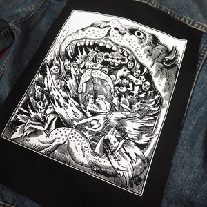 Hell Mouth Back Patch - black metal backpatch, goth backpatches, death metal, devil, satan, punk patches for jackets, medieval, punk rock
