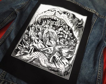 Toppa posteriore Hell Mouth: toppa posteriore in cotone serigrafato da cucire per giacca, jeans / toppe Goth Medieval Occult Horror di ToothXNail