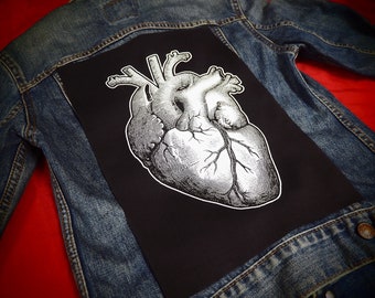 Anatomical Heart Back Patch - horror backpatch, death metal patch, patch for jackets, large patch, real heart, anatomy, occult, goth, punk