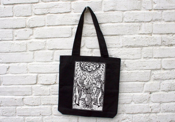 Witches tote bag: Screen printed recycled cotton canvas printed with eco-friendly vegan inks | Goth Punk patches by ToothXNail