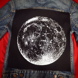 Full Moon Back Patch - lunar backpatch, space, large patches for jackets, moon back patches, witch back patch, witchy, punk, goth patches