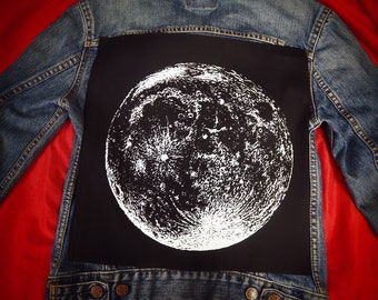 Full Moon Back Patch - lunar backpatch, space, large patches for jackets, moon back patches, witch back patch, witchy, punk, goth patches