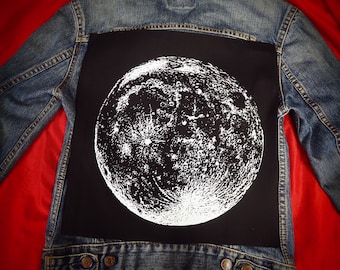 Full Moon back patch: Screen printed cotton sew on backpatch for jacket, jeans | Goth Punk Occult Horror patches by ToothXNail