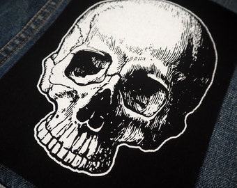 Patch de caveira: Patch de algodão estampado para costurar em jaquetas e calças jeans | Patches góticos, punks, ocultos e de terror da ToothXNail