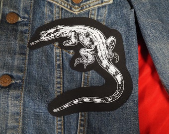 Eidechse Aufnäher - süßer Patch, Patch zum Aufnähen, Tier, Waran, Goth Patch, für Jacken, Reptilien Aufnäher, Nature Punk, Okkult, Goblinkern