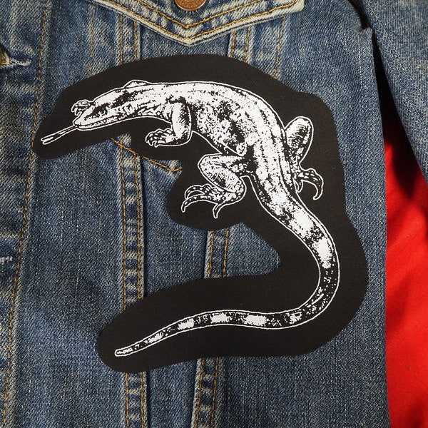 Lizard Patch - cute patch, sew on patch, animal, monitor lizard, goth patches, for jackets, reptile patch, nature punk, occult, goblincore