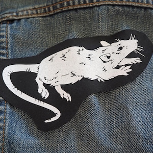Rat patch: Screen printed cotton sew on patch for jacket, jeans | Goth Punk Occult Witch patches by ToothXNail