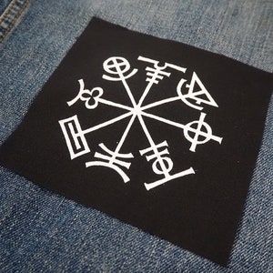 SALE Icelandic Stave Patch - viking symbols, pagan patches, witchy patch, screen printed patch, patches for jackets, punk patch, goth patch