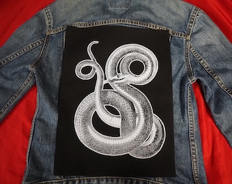 Toppa posteriore con serpente: toppa posteriore in cotone serigrafato da cucire per giacca, jeans / toppe Goth Punk Occult Horror di ToothXNail