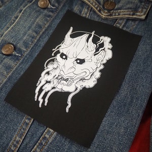 SALE Hannya Demon patch: Screen printed cotton sew on patch for jacket, jeans | Goth Punk Occult Horror patches by ToothXNail