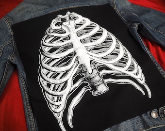 Rib Cage back patch: Screen printed backpatch | Cotton sew on patch for jacket, jeans | Goth Punk Occult Horror patches by ToothXNail