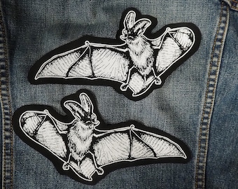 Bat Patches - horror patches for jackets, witchy, vampire bats, sew on punk patch, goblincore , animal, occult, goth screen print patch