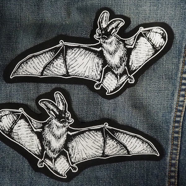 Bat Patches - horror patches voor jassen, heksen, vampiervleermuizen, naai de punk patch, goblincore, dier, occult, goth zeefdruk patch