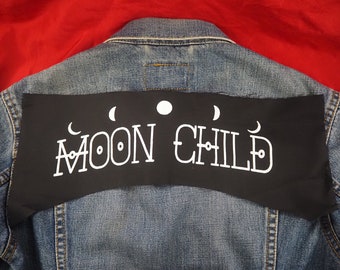 SALE Moon Child top rocker: Screen printed cotton sew on patch for jacket, jeans | Goth Witch Occult Horror patches by ToothXNail