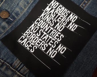 Écusson No Gods : écusson à coudre en coton sérigraphié pour veste, jean | « Patchs gothiques punk occultes queer » par ToothXNail